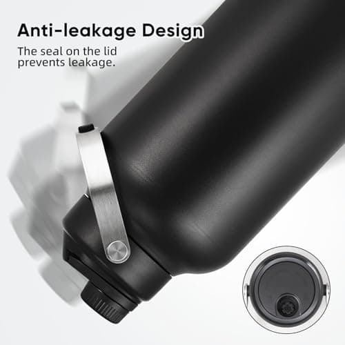 128oz Insulated Stainless Steel Water Bottle, BPA-Free, Black Handle for Sports & Travel