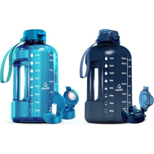 AQUAFIT 2-Pack: Half Gallon & Gallon Water Bottles with Time Markers