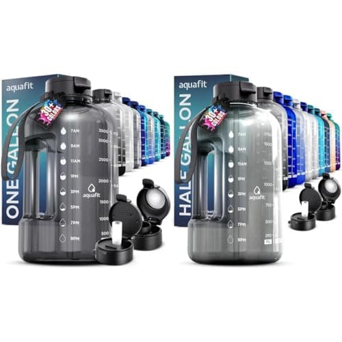 AQUAFIT 2-Pack Half Gallon & Gallon Water Bottles with Time Markers