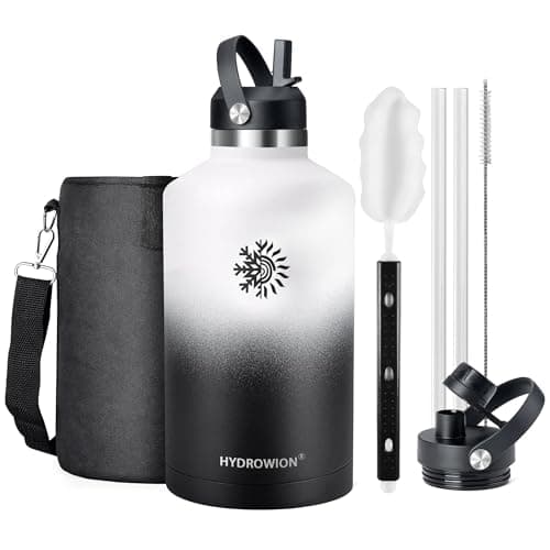 Cobalt 128 oz Insulated Stainless Steel Water Bottle with Carrying Pouch — White - Black