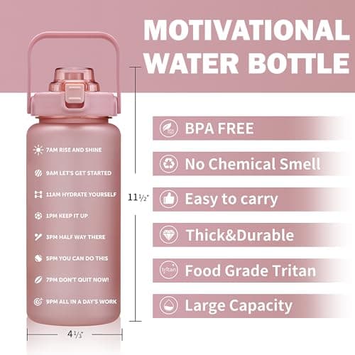 128oz Large Leakproof Tritan Water Bottle with Time Marker & Straw for Gym & Fitness
