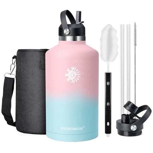 Cobalt 128 oz Insulated Stainless Steel Water Bottle with Carrying Pouch — Pink-Blue