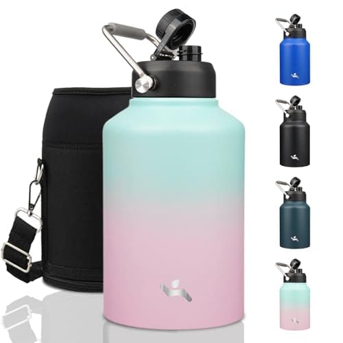 128 oz Insulated Stainless Steel Water Bottle with Handle and Pouch,Gum