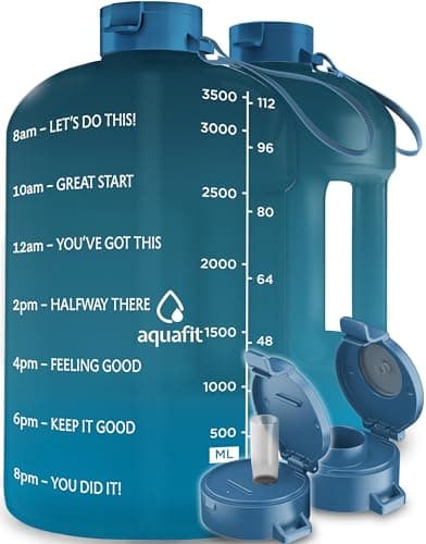 AQUAFIT 1 Gallon Time Marker Water Bottle for Gym - BPA Free Jug with Straw & Handle (Blue) — Nebula