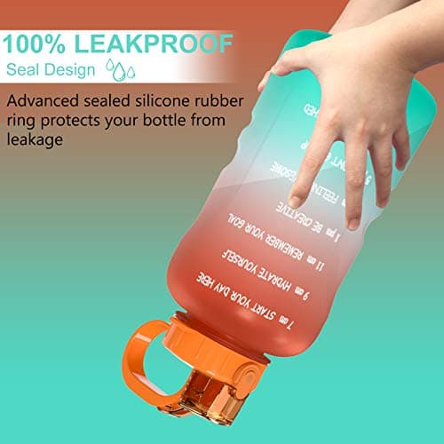 SANKUU Large 1 Gallon Leakproof Water Jug with Time Marker & Straw