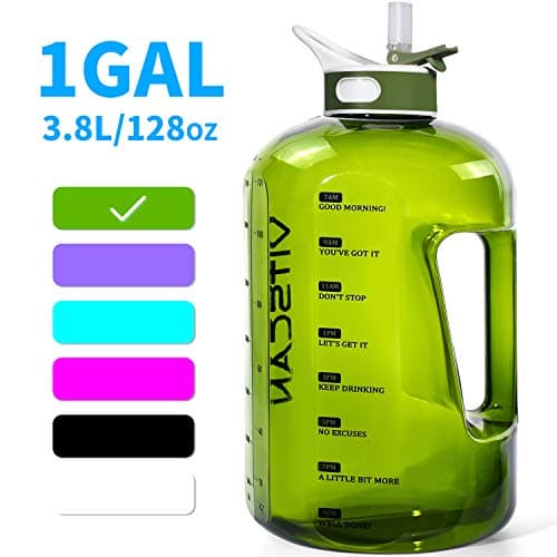 Motivational Green 1 Gallon Time Marker Water Bottle, 128 Oz Sports Jug — Green