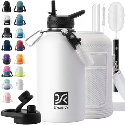 Thick Stainless Steel Insulated Water Bottle, BPA-Free, 64 oz | Gym & Hiking — White