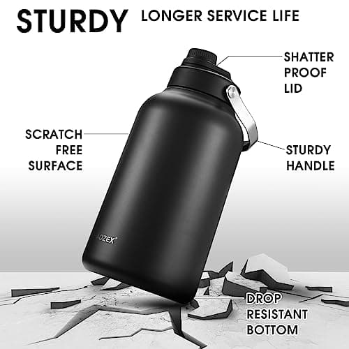 Stainless Steel 1 Gallon Insulated Water Bottle for Camping and Sports