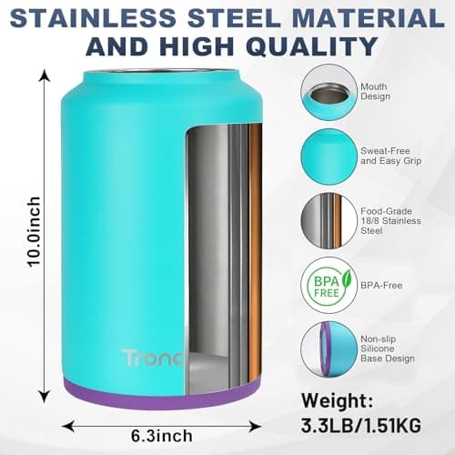 Tronco 1 Gallon Stainless Steel Water Jug, Cold 48 Hrs, BPA Free