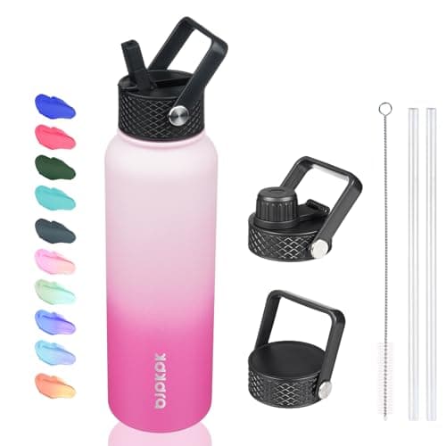 BJPKPK Insulated 64oz Water Bottles with Straw Lid & Paracord Handle, Thermos for Hot & Cold Liquid, Navy Blue — Cherry
