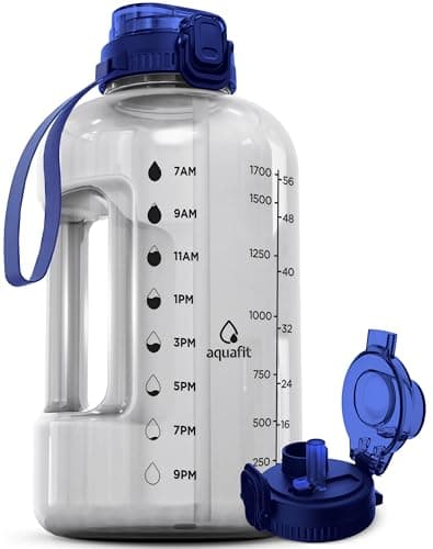 AQUAFIT 1 Gallon Water Bottle for Gym with Time Marker and Straw Lid - BPA Free Big Water Jug - Gray — Clarity