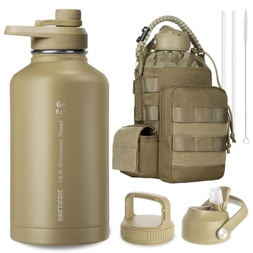 OneTigris 64 oz Insulated Stainless Steel Water Bottle with Straw & Paracord Handle — Brown
