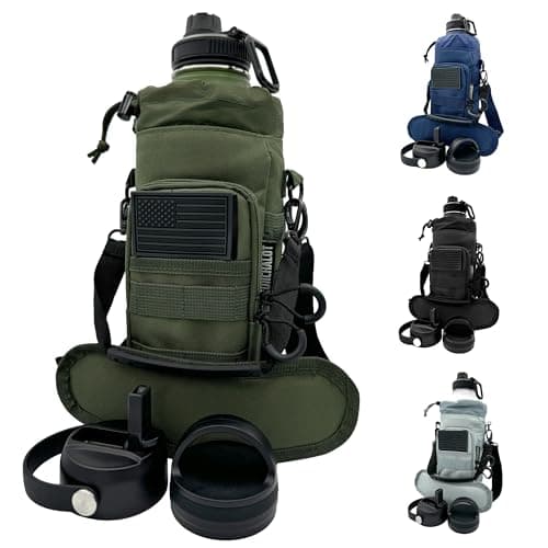 1 Gallon Insulated Stainless Steel Water Bottle - Carrying Bag - Keep Cold & Hot - Black Tactical Flask — Green