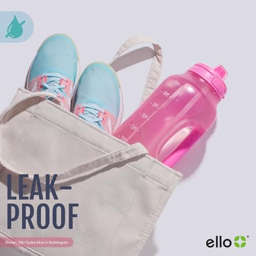 Ello Hydra 64oz Leak Proof Water Jug with Straw, Motivational Markers, BPA Free
