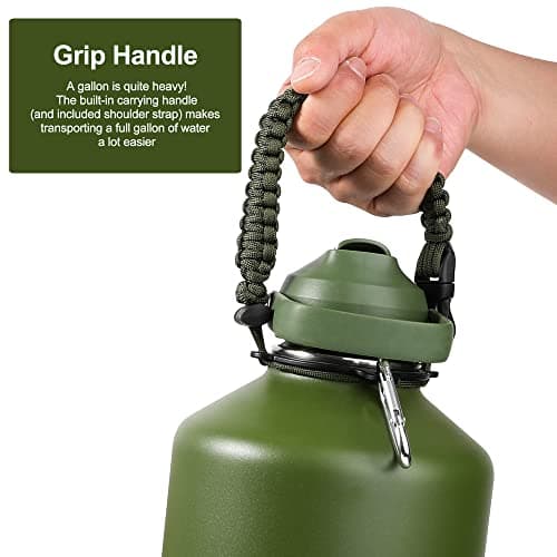 1 Gallon Insulated Water Bottle with Straw, Hot & Cold, Travel, Hiking & Camping