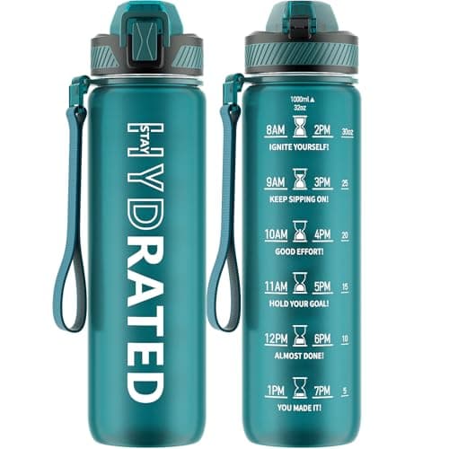 32oz Tritan BPA Free Water Bottle with Straw and Time Marker for Fitness — Lakeshore Green