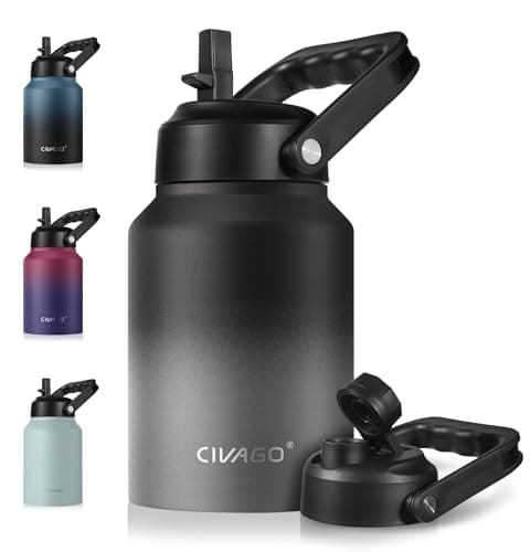 CIVAGO 64 oz Insulated Water Bottle, Navy Blue — Black Gray