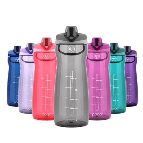 Pogo Plastic Water Bottle, Reusable & BPA Free, 18oz, 32oz, 40oz, 64oz | Chug Lid, Carry Handle