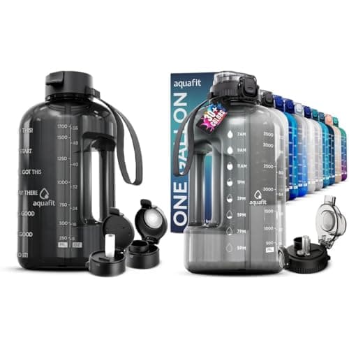 AQUAFIT 2-Pack 1 Gallon & 64 oz Water Bottles with Time Marker & Straw