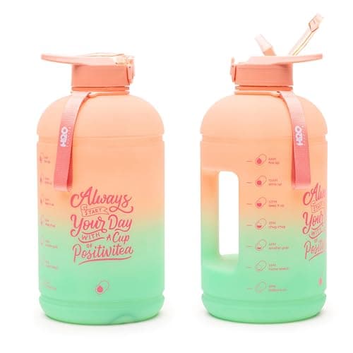 INSPO Gallon Water Bottle with Time Marker & Straw, Lotus Blossom
