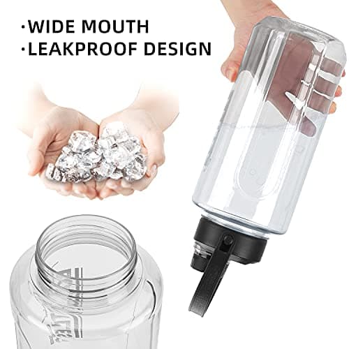 Grey BPA Free 64oz Leak Proof Water Bottle with Strainer for Gym and Outdoor Sports