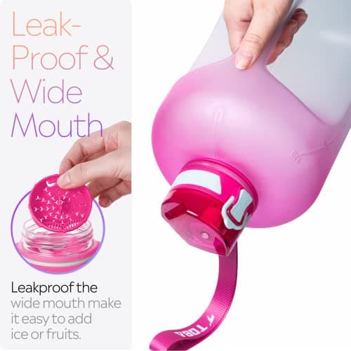 TOBA Green Flower 1 Gallon BPA Free Motivational Water Bottle