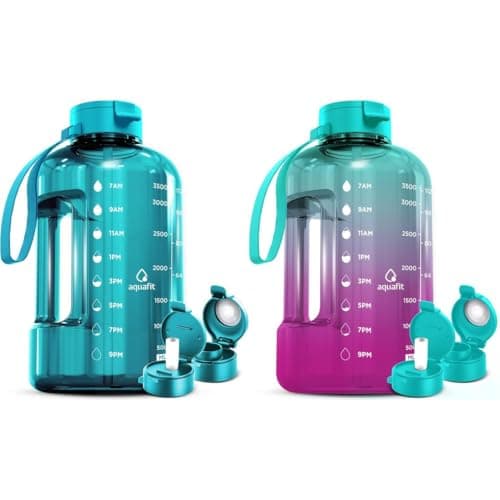 AQUAFIT 2-Pack 1 Gallon BPA Free Water Bottle with Time Marker