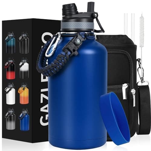 1 Gallon Insulated Stainless Steel Water Bottle, Leak Proof, 128 oz Jogging Camping — Navy