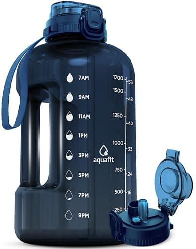 AQUAFIT 1 Gallon Water Bottle for Gym with Time Marker and Straw Lid - BPA Free Big Water Jug - Gray — Nebula