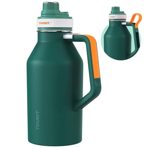 TOURIT 64oz Insulated Stainless Steel Water Bottle, Cold & Hot Hold, Wide Mouth Green — Y-Dark Green