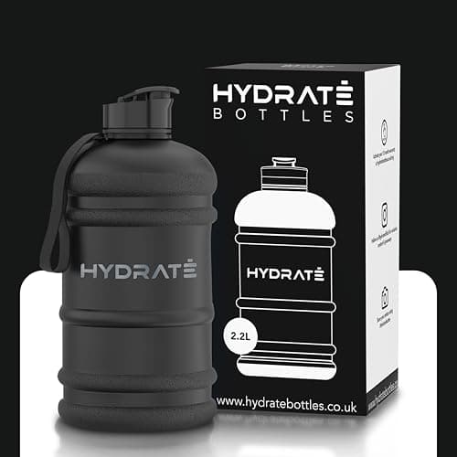 HYDRATE XL Men's Half Gallon Water Bottle - BPA Free, Leak Proof, Blue — Matte Black