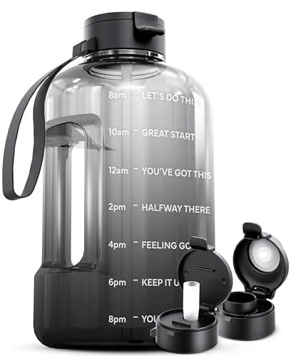 AQUAFIT 1 Gallon Time Marker Water Bottle for Gym - BPA Free Jug with Straw & Handle (Blue) — Midnight Gray