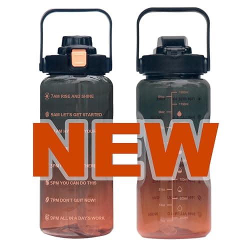 Large Motivational Water Bottle with Time Marker, Leakproof & BPA Free, 64oz-128oz — 64oz-Clear:Autumn Dusk