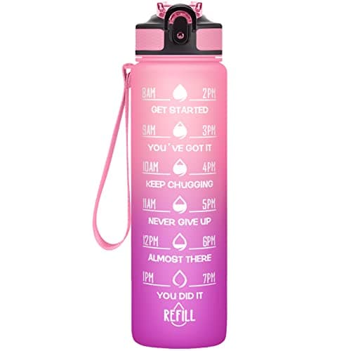 Hyeta 32 oz Motivational Water Bottle with Time Marker, Leakproof Fitness Bottle — Unicorn