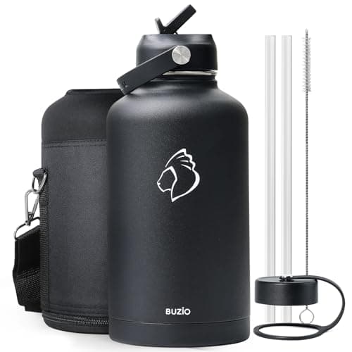 Buzio Insulated Stainless Steel Water Bottle 64oz, BPA Free, Cold 48 Hrs, Hot 24 Hrs