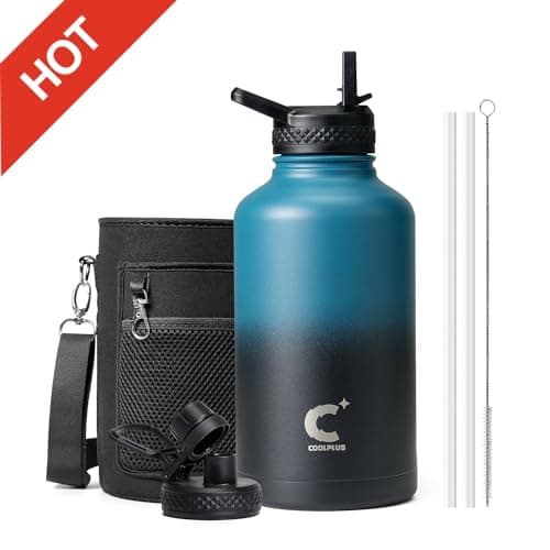 Coolplus Insulated 64 oz Stainless Steel Water Bottle, Keep Cold 48 Hrs, Blue Black — Black Blue