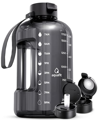 64 oz Water Bottle with Time Marker and Straw - BPA Free for Gym and Fitness
