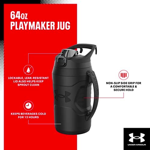 Under Armour Insulated Half Gallon Water Bottle, 64oz Leak Resistant Jug with Handle