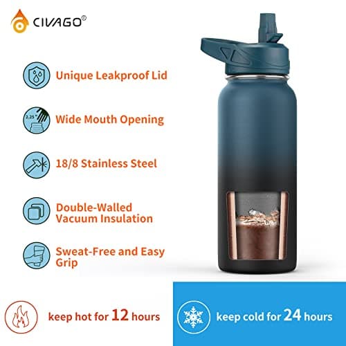 CIVAGO 128 oz Insulated Water Bottle, Black