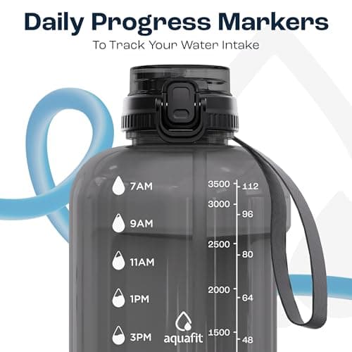 1 Gallon Water Bottle with Time Marker and Straw - BPA Free Gym Bottle