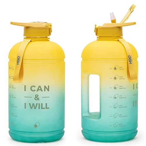 INSPO Gallon Water Bottle with Time Marker & Straw, BPA-Free & Leakproof