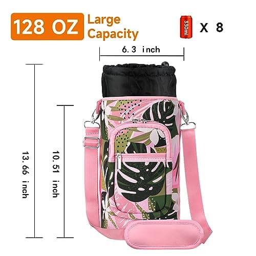 32/40/64/128 oz Neoprene Insulated Water Bottle Bag with Strap & Paracord Handle