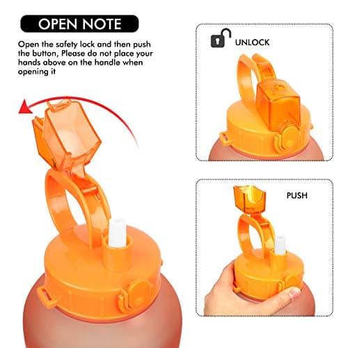 SANKUU Large 1 Gallon Leakproof Water Jug with Time Marker & Straw