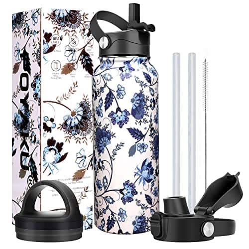 Insulated Stainless Steel Water Bottle, 32oz-128oz, Leak-Proof Straw Lid — 40oz Ceramics