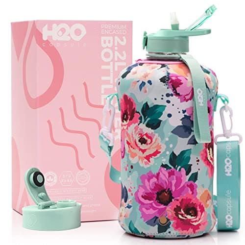H2O Capsule 2.2L BPA Free Water Bottle with Handle & Straw Lid - Large Reusable Jug — Multi color