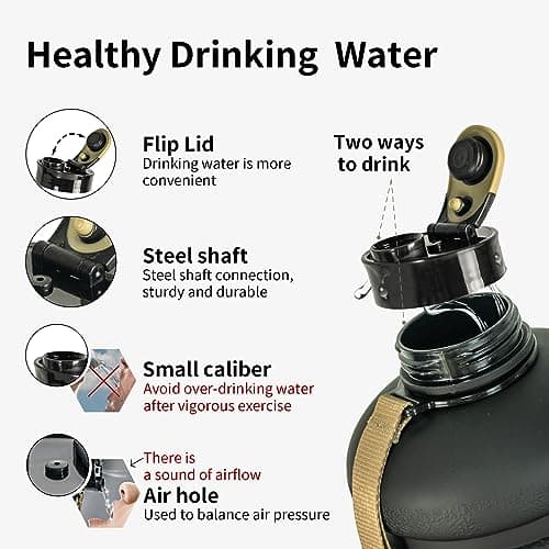TOOFEEL 2 Liter BPA Free Water Bottles - Matte Black, Ideal for Gym and Reusable Sports Drink Container