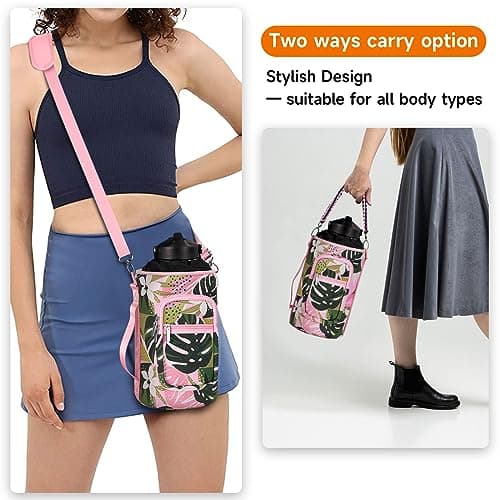 32/40/64/128 oz Neoprene Insulated Water Bottle Bag with Strap & Paracord Handle