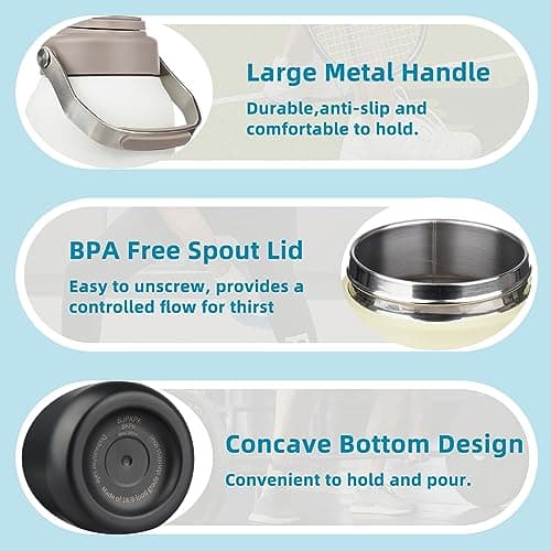 BJPKPK Insulated 1 Gallon Water Bottle, 128oz BPA Free Jug with Metal Handle & Lid, Stainless Steel Thermos for Gym, Spo