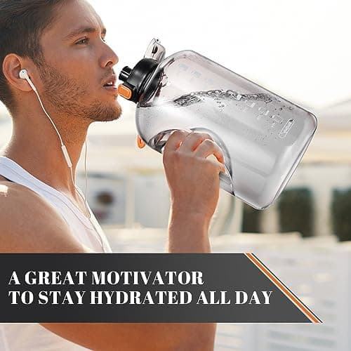128 oz BPA Free Leak Proof Water Bottle with Straw for Fitness Gym Camping