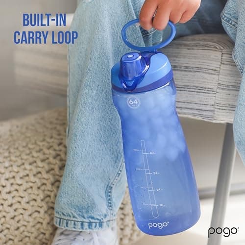 Pogo Plastic Water Bottle, Reusable & BPA Free, 18oz, 32oz, 40oz, 64oz | Chug Lid, Carry Handle